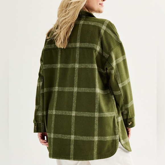NWT Sonoma Green Plaid Shacket in Size 0X, 1X, 2X, 4X - Picture 3 of 16